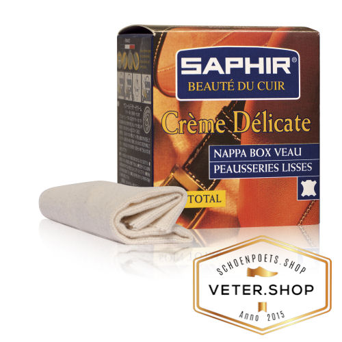 Saphir Creme Delicate voor zacht glad leer, nappa en kalfsleer potje met poetsdoek