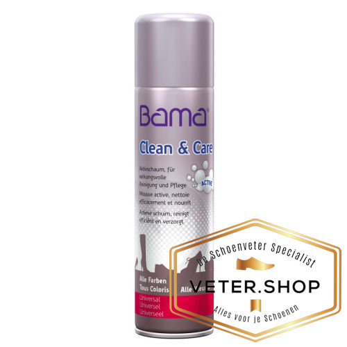 Bestuurbaar scheiden passen Bama Cleaner. Clean and Care schuim verzorging en reiniging www.schoenpoets .shop